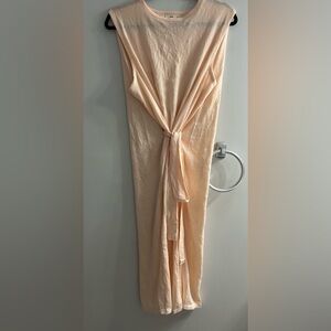 Mango peach tie front midi dress casual summer dress